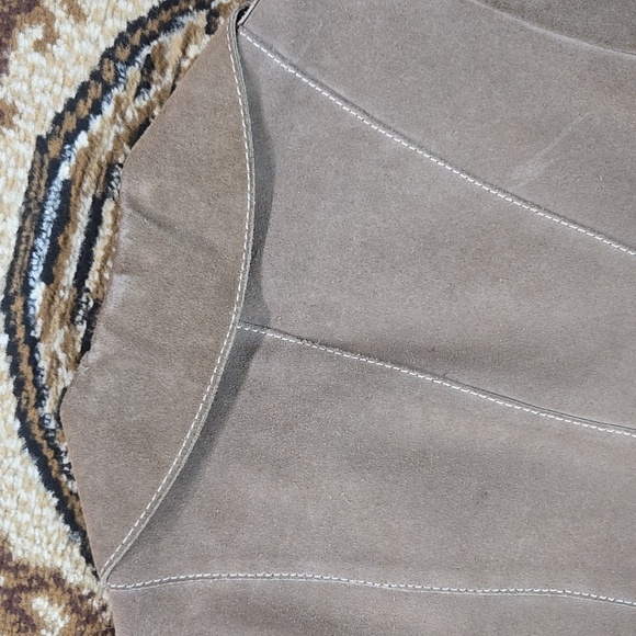 Irving Posluns 1970s Suede Coat Leather Jacket with Gold Hardware 70s Retro Fall - Picture 9 of 16